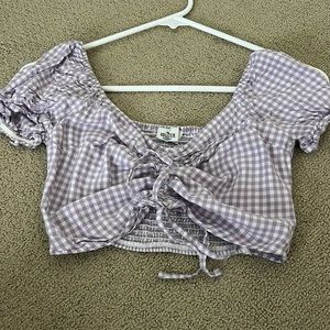 purple scrunched crop top
